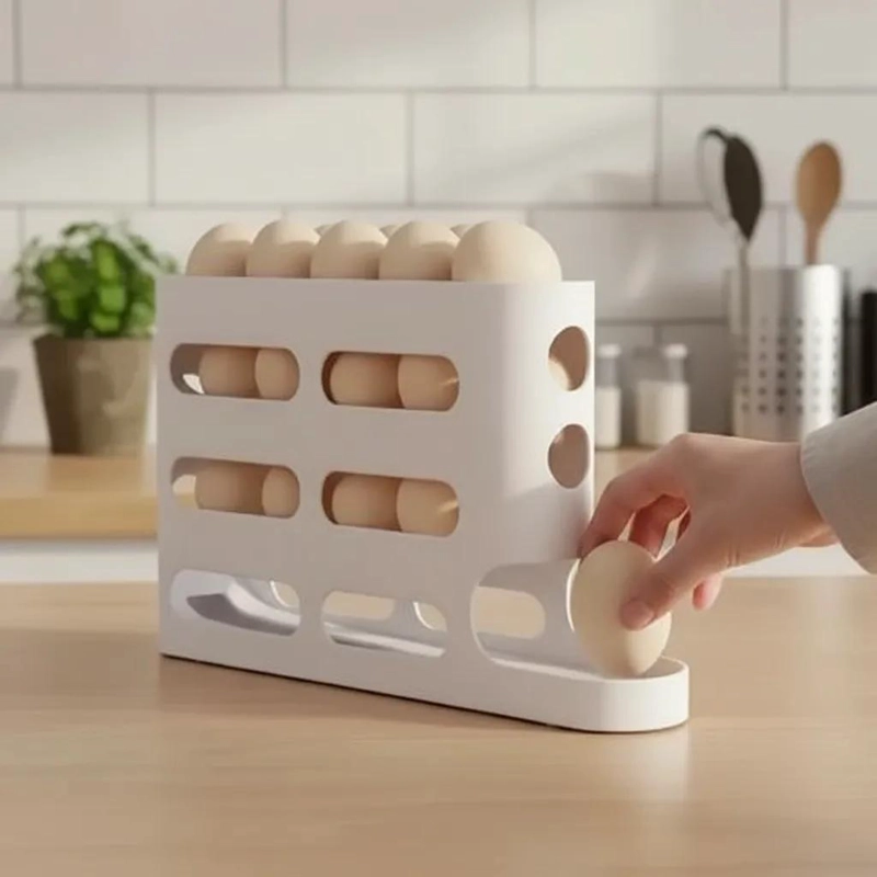 DISPENSADOR ORGANIZADOR DE HUEVOS CON 3 NIVELES PARA COCINA - 5