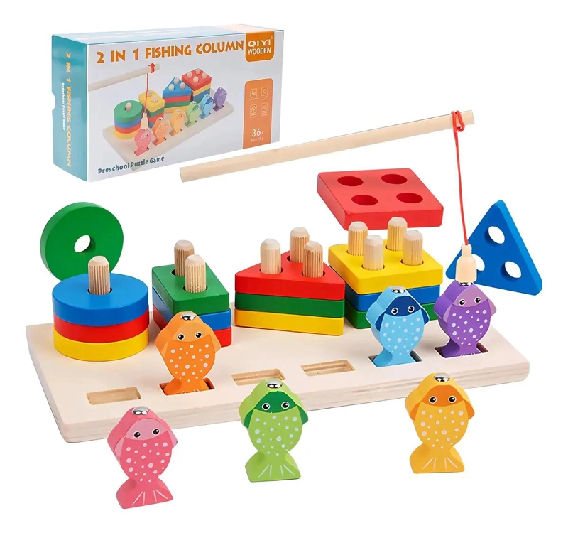 JUEGO DIDACTICO APILABLE Y DE PESCA MAGNE TICO PARA NIÑOS - 3