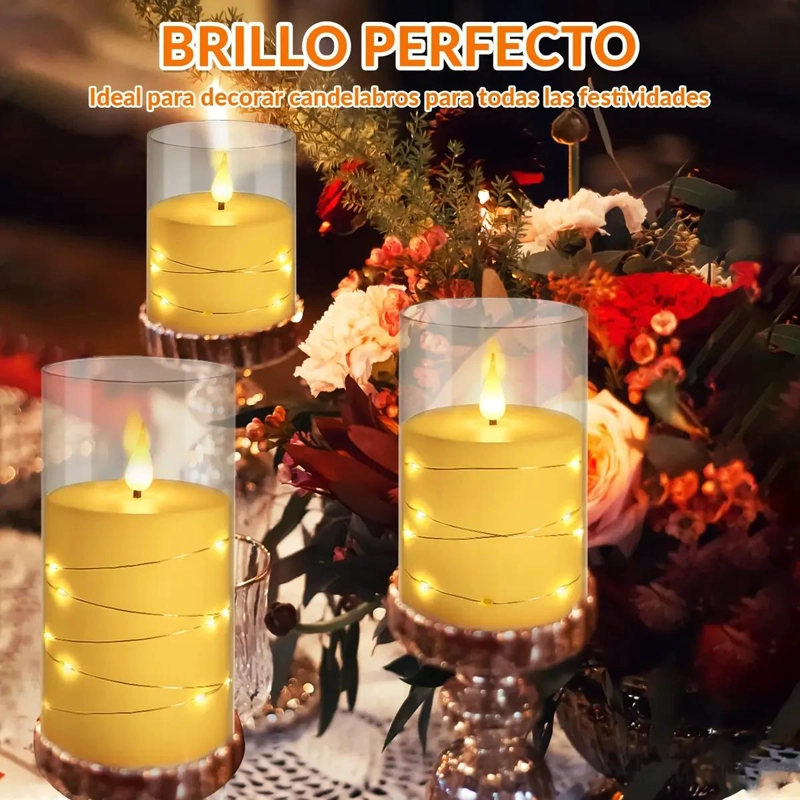 JUEGO DE VELAS LED SIN LLAMA CON CONTROL REMOTO Y TEMPORIZADOR - 6
