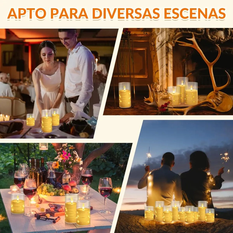 JUEGO DE VELAS LED SIN LLAMA CON CONTROL REMOTO Y TEMPORIZADOR - 7