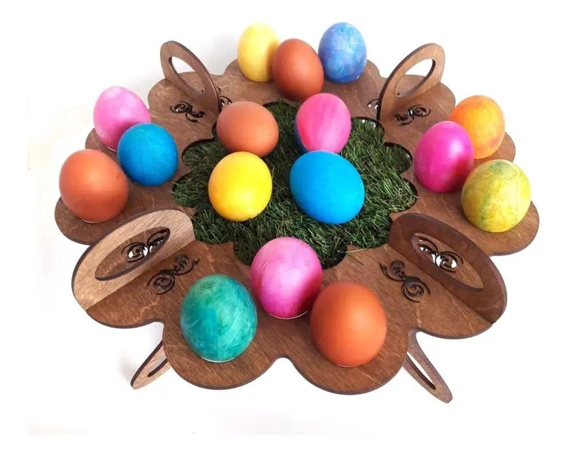 CANASTA DECORATIVA DE MADERA PARA HUEVOS DE PASCUA - 1