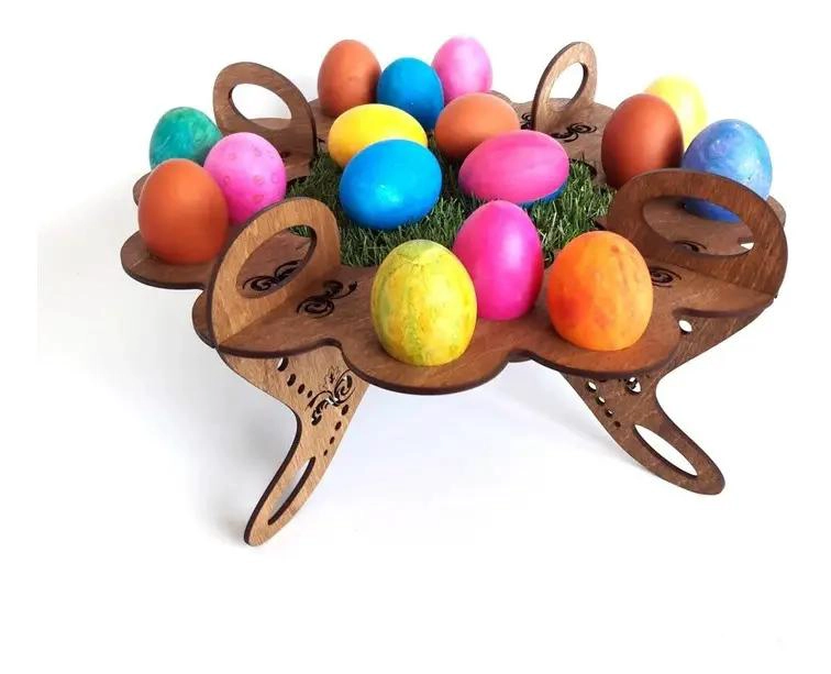 CANASTA DECORATIVA DE MADERA PARA HUEVOS DE PASCUA - 2