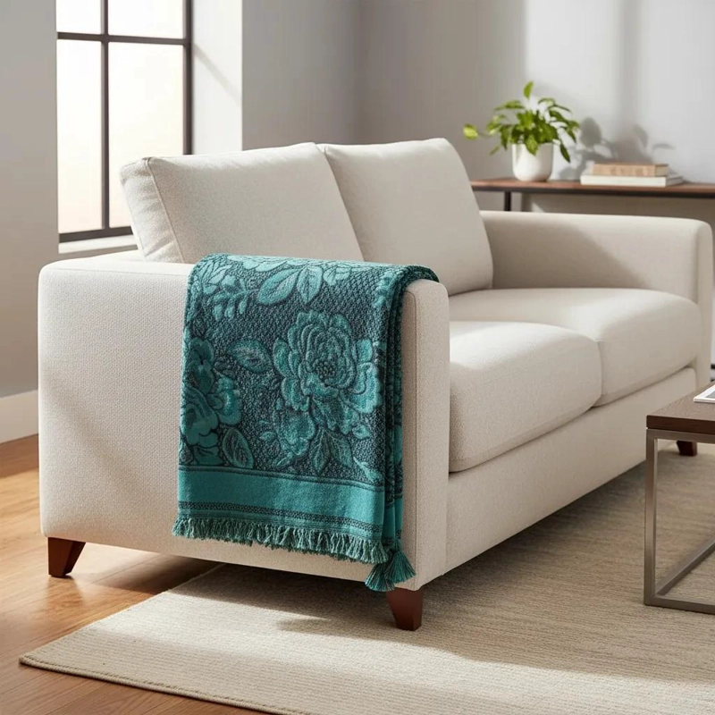 MANTA DECORATIVA TEJIDA CON FLECOS 1,60 X 2,00 METROS - 4