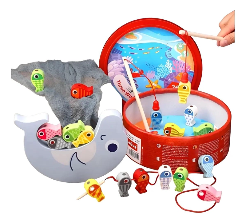 JUGUETE DE PESCA MAGNE TICO DE MADERA PARA NIÑOS - 1
