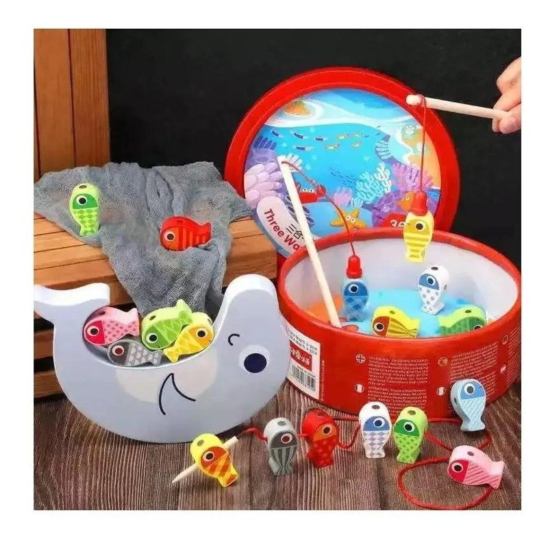 JUGUETE DE PESCA MAGNE TICO DE MADERA PARA NIÑOS - 2