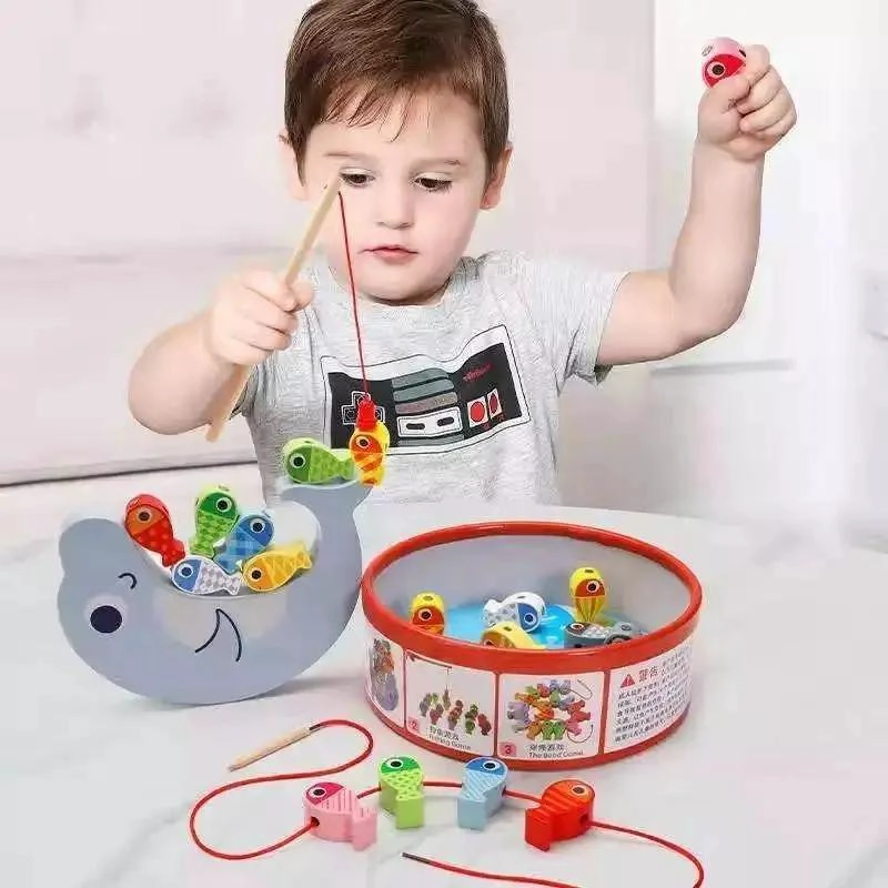 JUGUETE DE PESCA MAGNE TICO DE MADERA PARA NIÑOS - 3