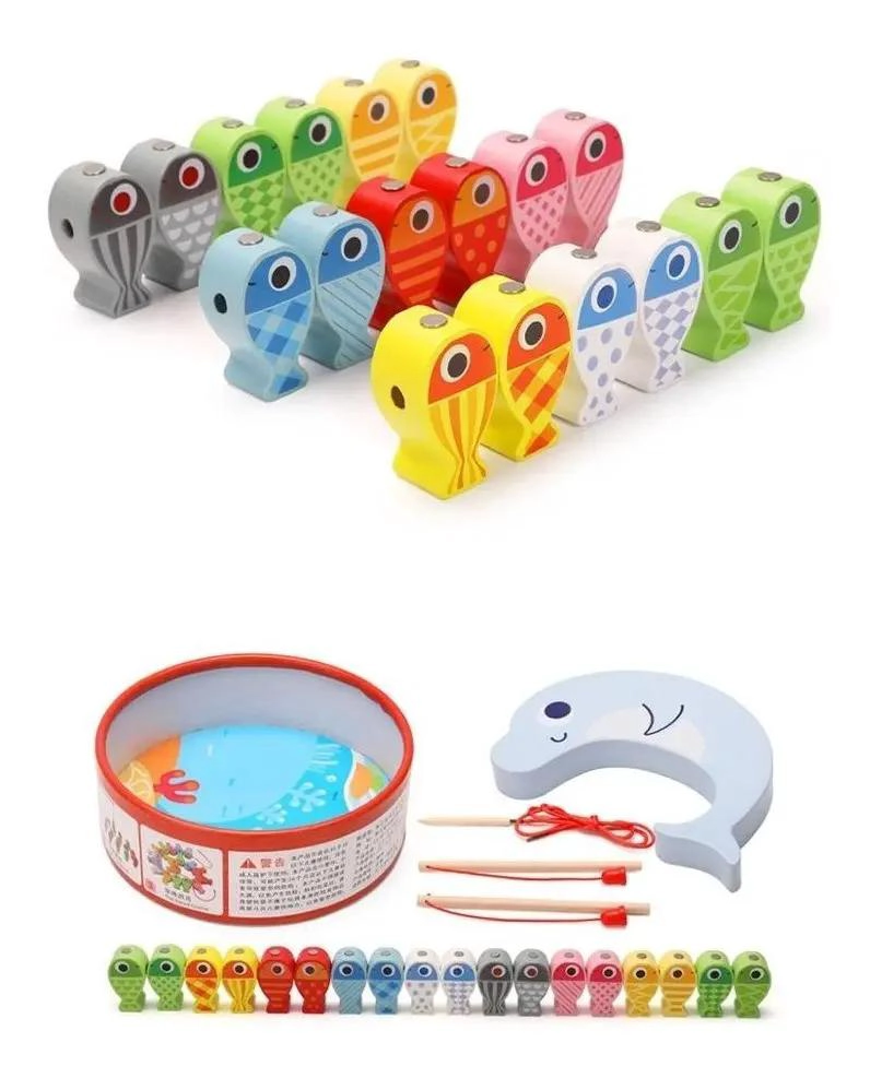JUGUETE DE PESCA MAGNE TICO DE MADERA PARA NIÑOS - 6
