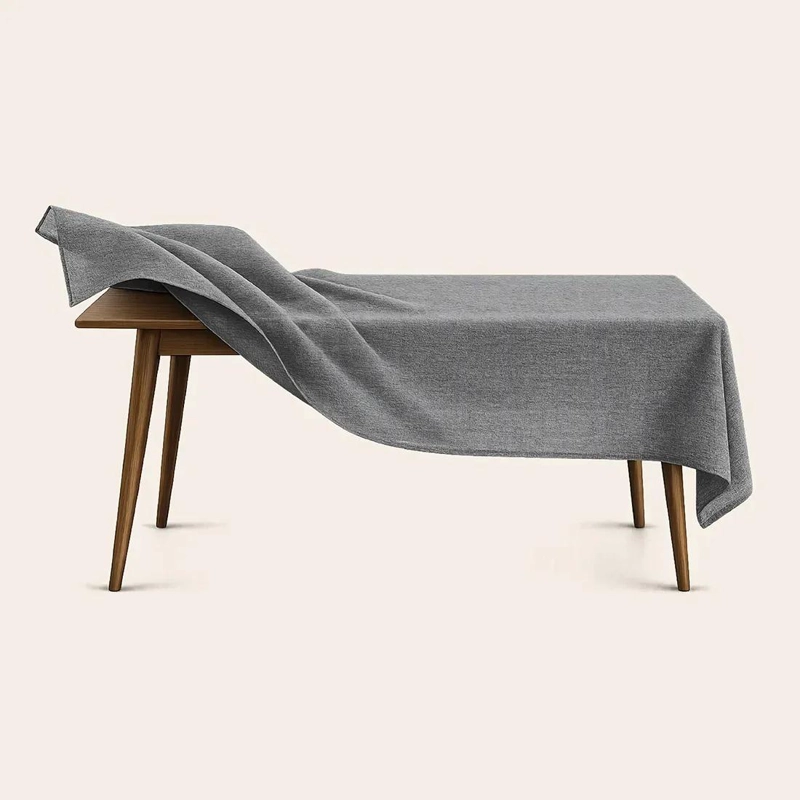 MANTEL RECTANGULAR ANTIMANCHAS 220X140 CM TEXTURA LINO COLOR GRIS - 2