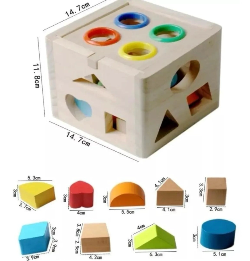 CUBO ENCAJE DIDACTICO DE MADERA PARA NIÑOS Y BEBE S - 10