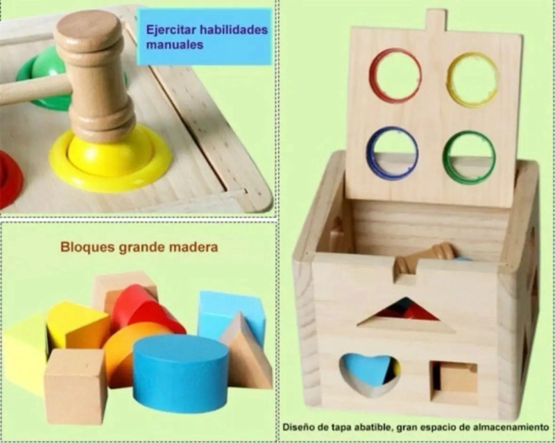 CUBO ENCAJE DIDACTICO DE MADERA PARA NIÑOS Y BEBE S - 2