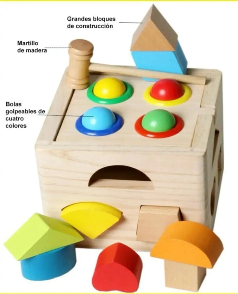 CUBO ENCAJE DIDACTICO DE MADERA PARA NIÑOS Y BEBE S - 3