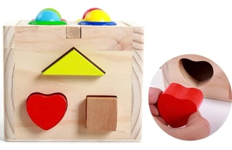 CUBO ENCAJE DIDACTICO DE MADERA PARA NIÑOS Y BEBE S - 8