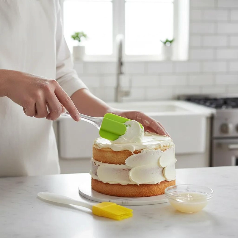 ESPATULA Y BROCHA DE SILICONA PARA REPOSTERIA CON MANGO ERGONOMICO - 2