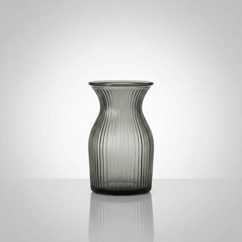 JARRON DE VIDRIO AHUMADO MODERNO PARA DECORACION ELEGANTE - 10