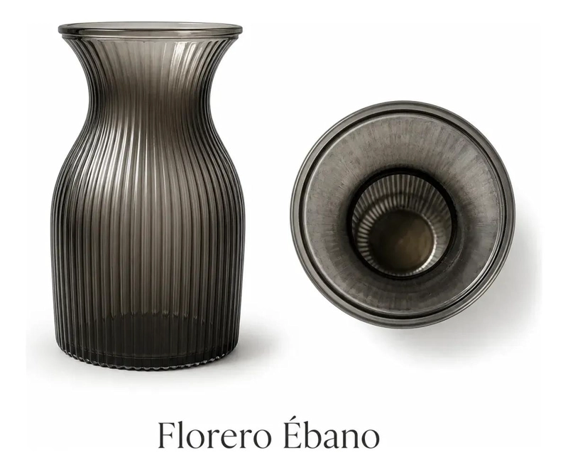 JARRON DE VIDRIO AHUMADO MODERNO PARA DECORACION ELEGANTE - 5