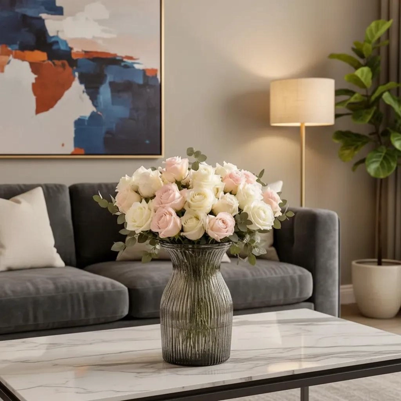 JARRON DE VIDRIO AHUMADO MODERNO PARA DECORACION ELEGANTE - 8