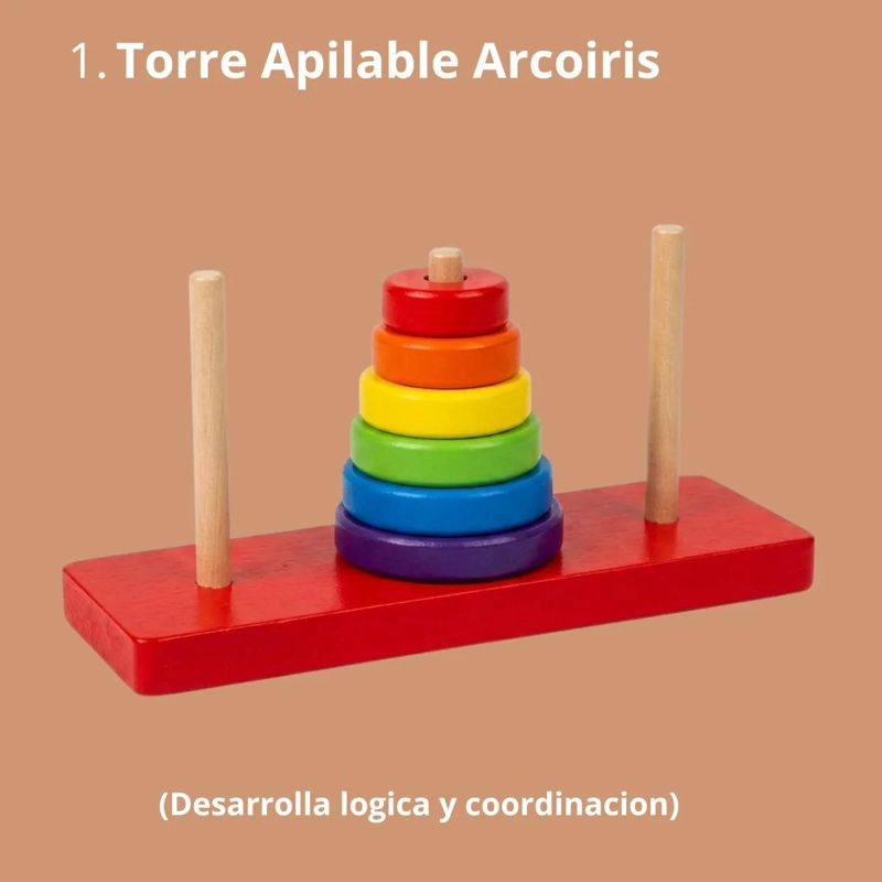 SET EDUCATIVO DE 4 JUGUETES DE MADERA PARA NIÑOS - 1