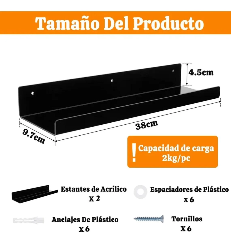 ESTANTES DE ACRILICO PARA ALMACENAMIENTO EN PARED - 3