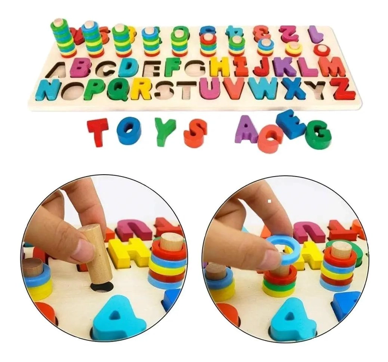 ABACO DE MADERA CON NUMEROS Y LETRAS PARA APRENDIZAJE INFANTIL - 1