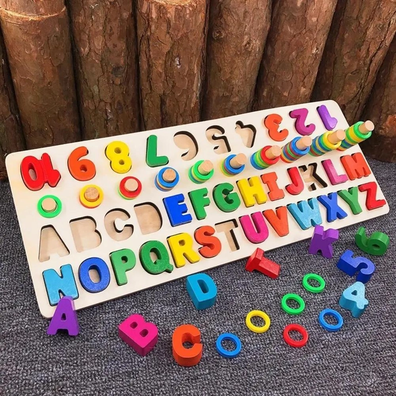 ABACO DE MADERA CON NUMEROS Y LETRAS PARA APRENDIZAJE INFANTIL - 10
