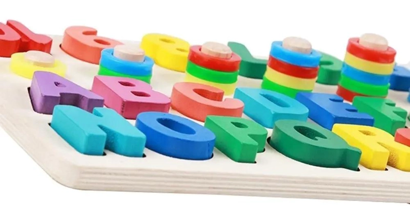 ABACO DE MADERA CON NUMEROS Y LETRAS PARA APRENDIZAJE INFANTIL - 9