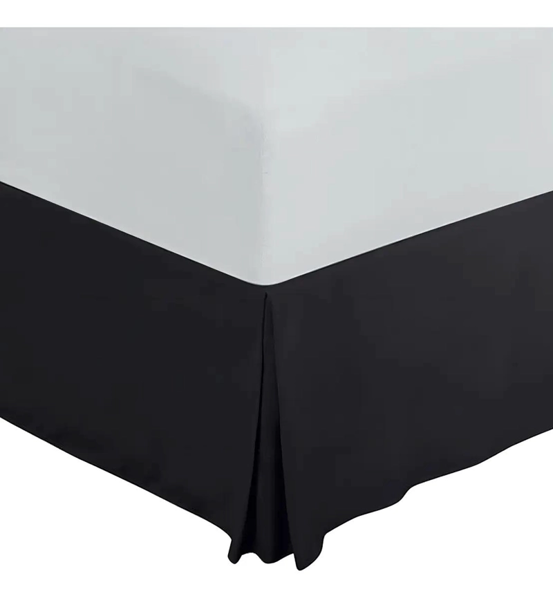 FALDON DE CAMA LISO NEGRO PARA CAMA 2 PLAZAS ELEGANTE Y PRACTICO - 2