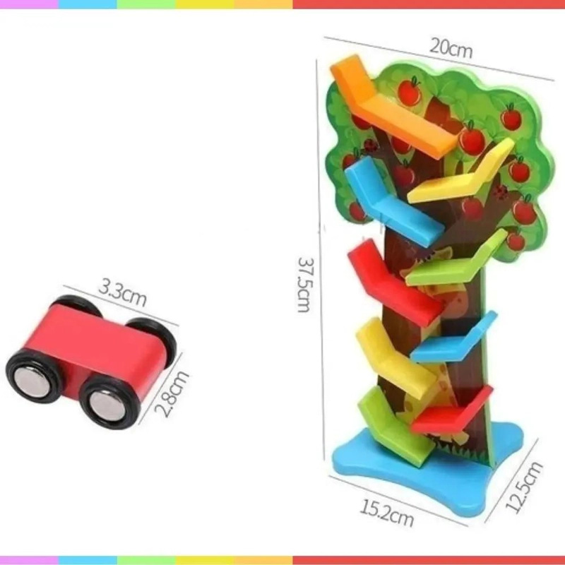 PISTA DE AUTOS DE MADERA CON ARBOL PARA NIÑOS - 4