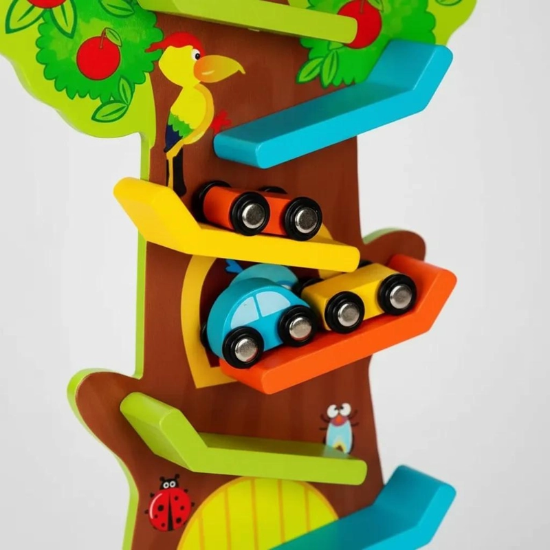 PISTA DE AUTOS DE MADERA CON ARBOL PARA NIÑOS - 7