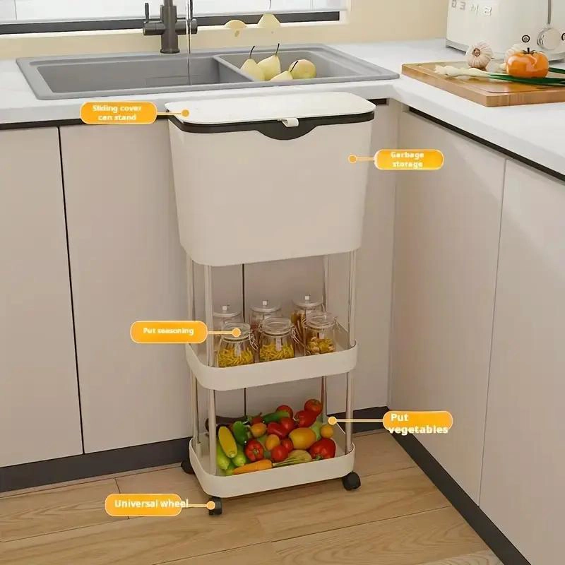 CONTENEDOR ORGANIZADOR DE COCINA 3 NIVELES CON RUEDAS - 3