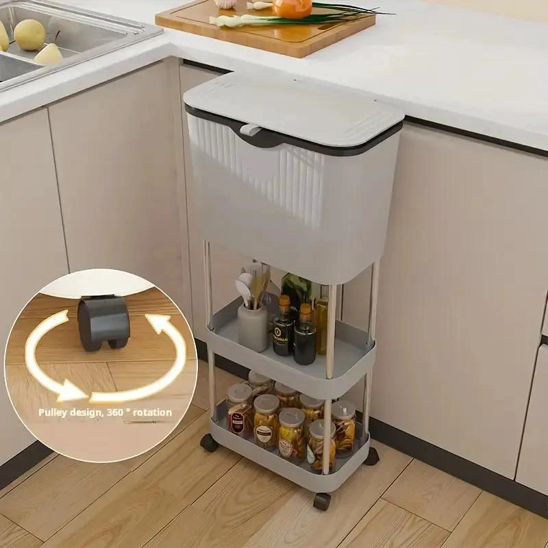 CONTENEDOR ORGANIZADOR DE COCINA 3 NIVELES CON RUEDAS - 4