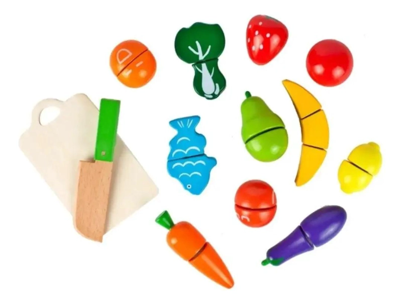 JUEGO DE CORTAR FRUTAS Y VERDURAS DE MADERA PARA NIÑOS - 1