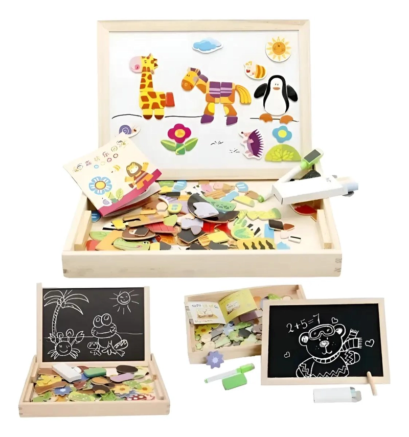 PIZARRA MULTIFUNCIONAL DE MADERA 3 EN 1 PARA NIÑOS - 1