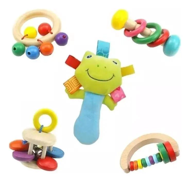 SONAJEROS DE MADERA PARA BEBE S ESTIMULACION TEMPRANA - 1