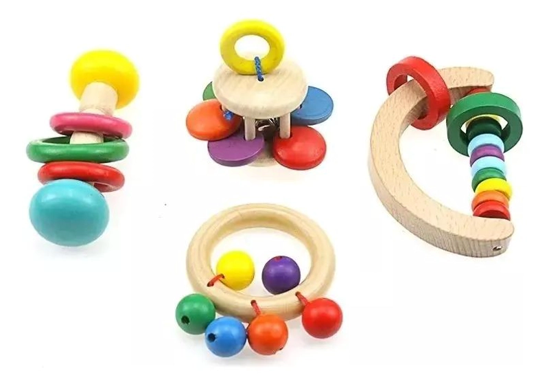 SONAJEROS DE MADERA PARA BEBE S ESTIMULACION TEMPRANA - 4