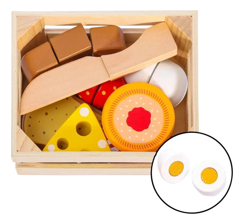 SET DIDACTICO DE COMIDA DE MADERA PARA CORTAR Y JUGAR - 3