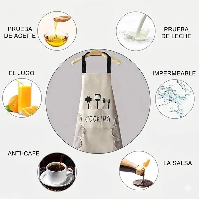 SET DE 2 DELANTALES DE COCINA IMPERMEABLES PARA CHEF - 6