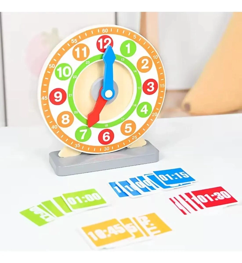 RELOJ DIDACTICO DE MADERA PARA APRENDER A LEER LA HORA - 1