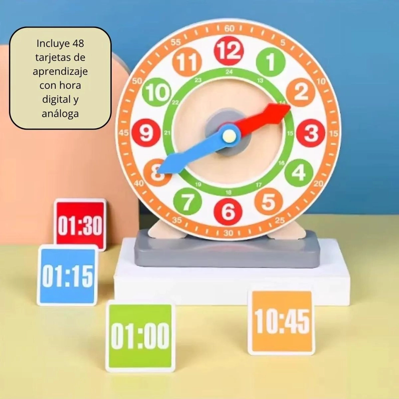 RELOJ DIDACTICO DE MADERA PARA APRENDER A LEER LA HORA - 3