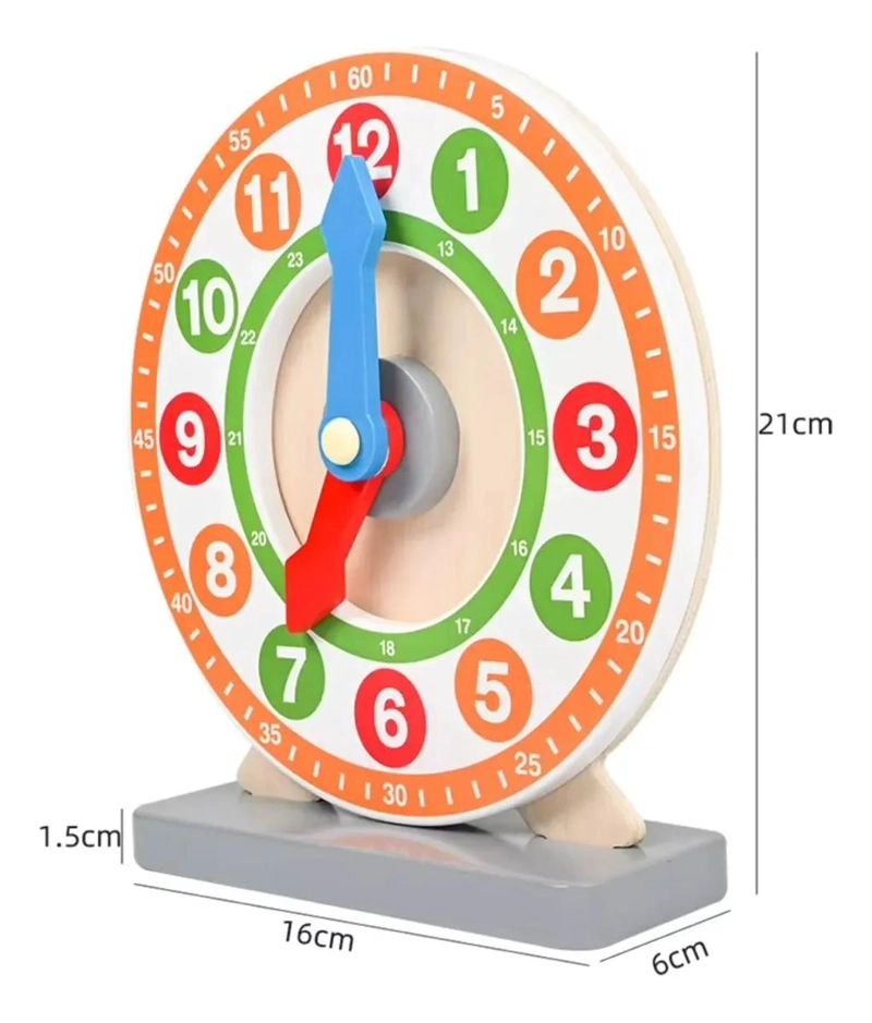 RELOJ DIDACTICO DE MADERA PARA APRENDER A LEER LA HORA - 5