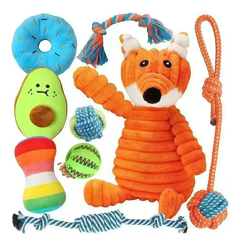 9 JUGUETES PARA CACHORROS DE CUERDA Y PELUCHE PARA DENTICION - 1