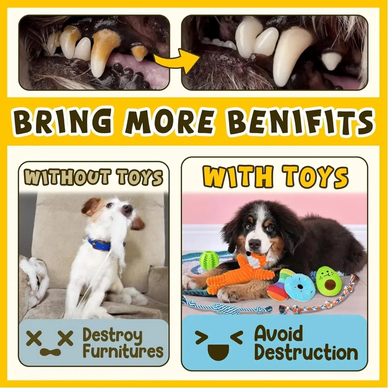 9 JUGUETES PARA CACHORROS DE CUERDA Y PELUCHE PARA DENTICION - 5