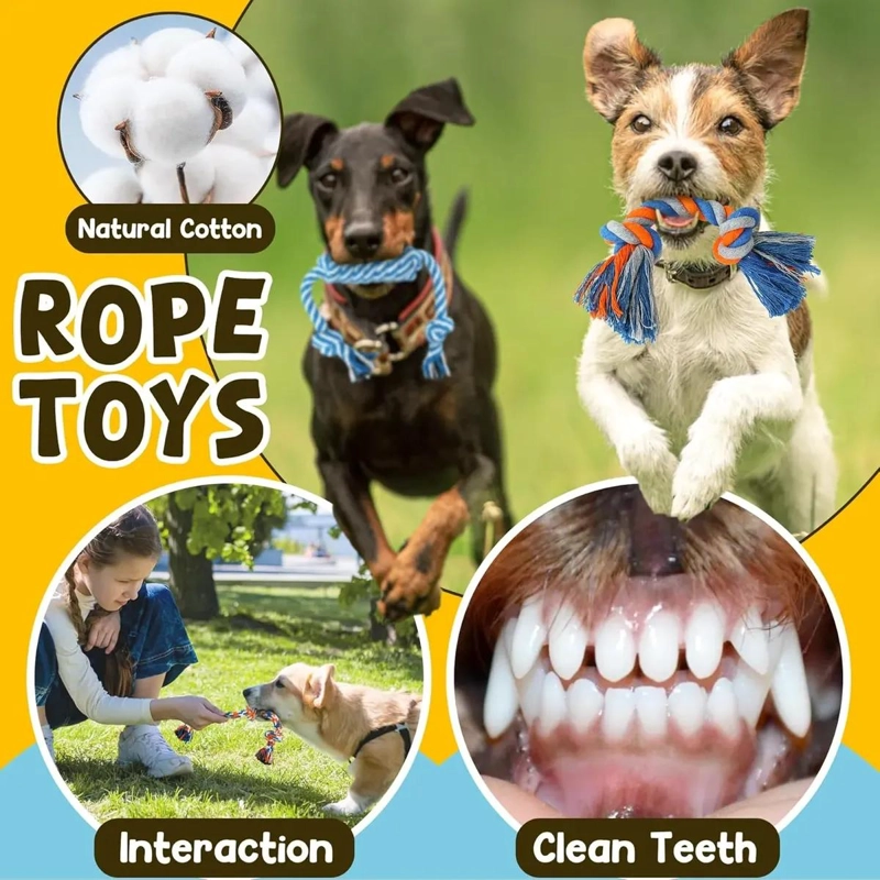 9 JUGUETES PARA CACHORROS DE CUERDA Y PELUCHE PARA DENTICION - 6