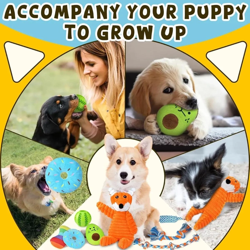 9 JUGUETES PARA CACHORROS DE CUERDA Y PELUCHE PARA DENTICION - 7