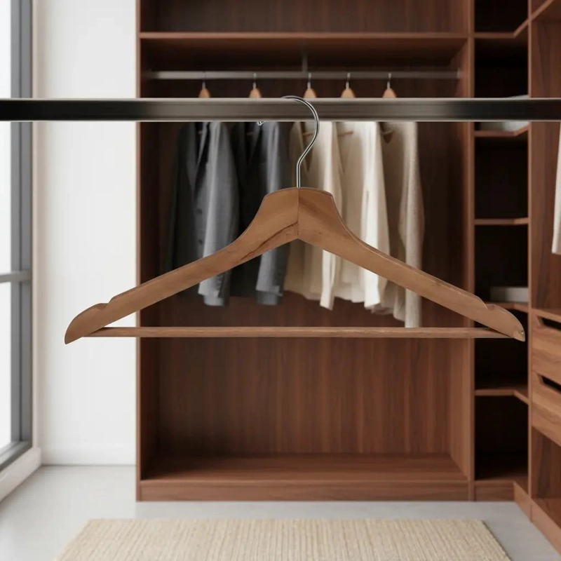 SET DE 8 COLGADORES DE MADERA PARA ROPA ELEGANTES Y RESISTENTES - 2