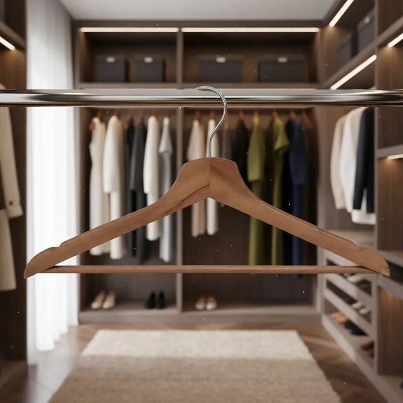 SET DE 8 COLGADORES DE MADERA PARA ROPA ELEGANTES Y RESISTENTES - 6