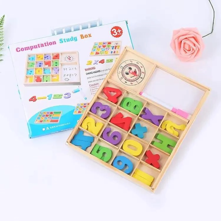 JUEGO EDUCATIVO DE LETRAS Y NUMEROS EN CAJA DE MADERA - 6
