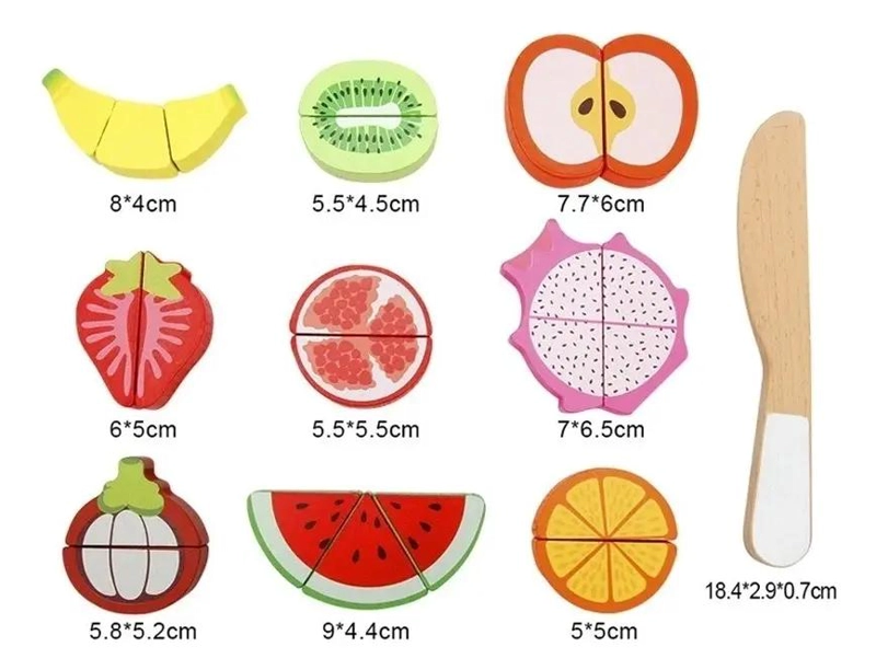 JUEGO DE COCINA DE MADERA PARA CORTAR FRUTAS Y VERDURAS - 7