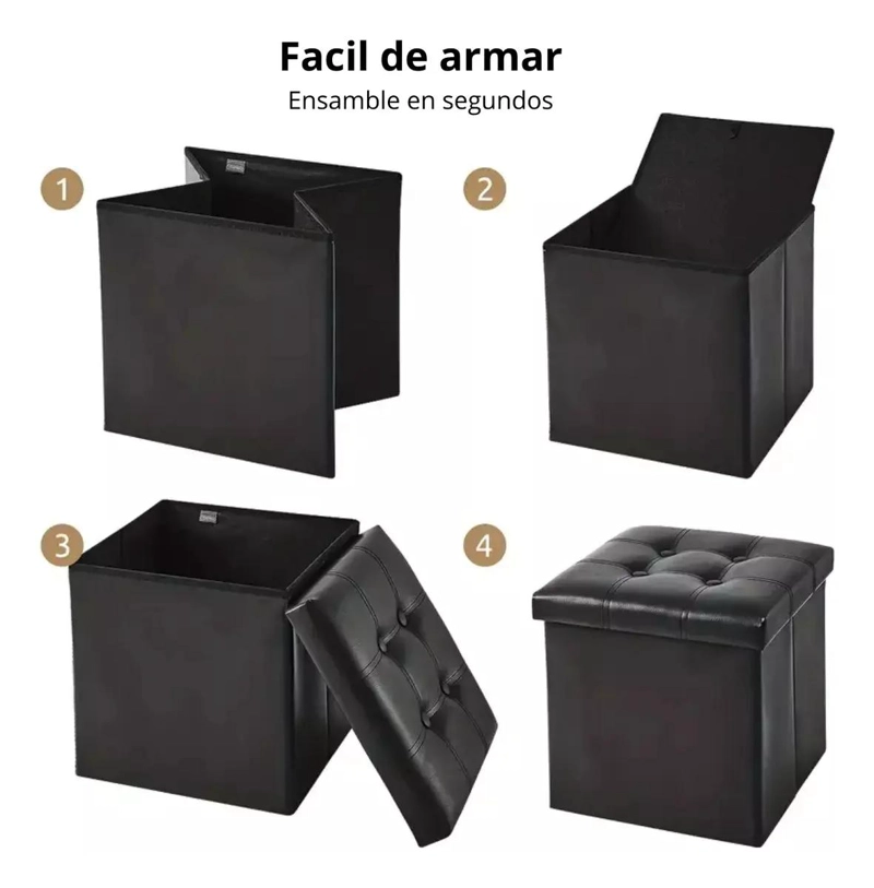 SILLA BAUL ORGANIZADOR PLEGABLE CON RELLENO DE ESPUMA - 2