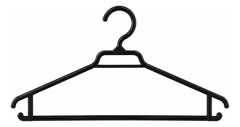 PACK DE 50 COLGADORES DE ROPA PLASTICO NEGRO ANTIDESLIZANTES - 2