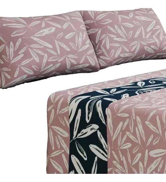 SABANAS ESTAMPADAS DE 2 PLAZAS EN TONO ROSA - 1